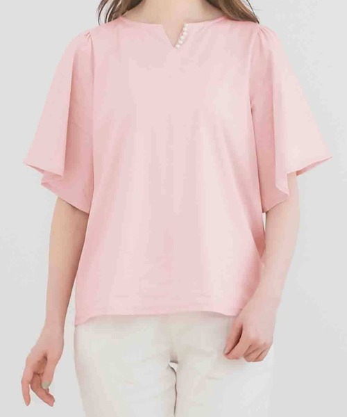 alotta(アロッタ)の「パール調ボタン付Tシャツブラウス(シャツ/ブラウス・レディース・オフホワイト/ブルー/ピンク/ブラック・XX-LARGE/MEDIUM/LARGE/X-LARGE)」の11枚目の写真