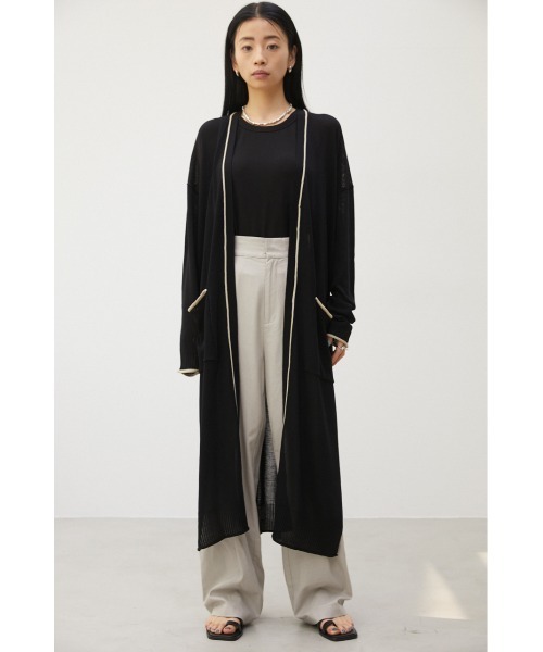 crie conforto（クリーコンフォルト）の「配色ラインロングカーデ（カーディガン/ボレロ・レディース・ライトベージュ/ブラック/グレー・FREE）」の8枚目の写真