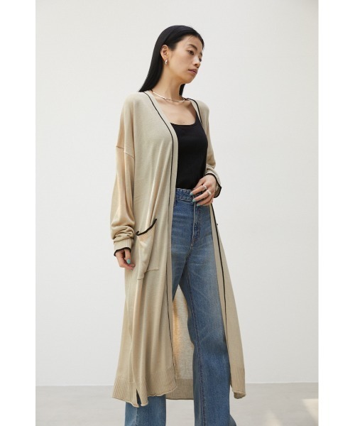 crie conforto（クリーコンフォルト）の「配色ラインロングカーデ（カーディガン/ボレロ・レディース・ライトベージュ/ブラック/グレー・FREE）」の19枚目の写真