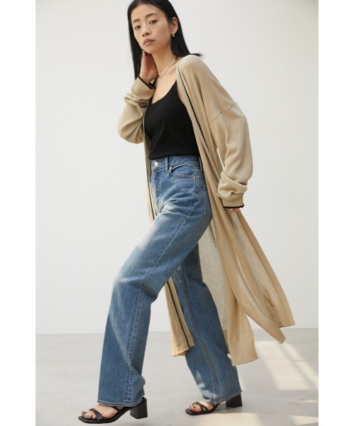 crie conforto（クリーコンフォルト）の「配色ラインロングカーデ（カーディガン/ボレロ・レディース・ライトベージュ/ブラック/グレー・FREE）」の16枚目の写真