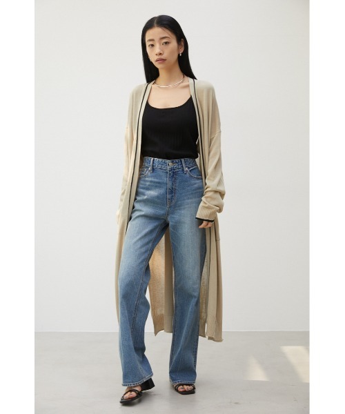 crie conforto（クリーコンフォルト）の「配色ラインロングカーデ（カーディガン/ボレロ・レディース・ライトベージュ/ブラック/グレー・FREE）」の10枚目の写真