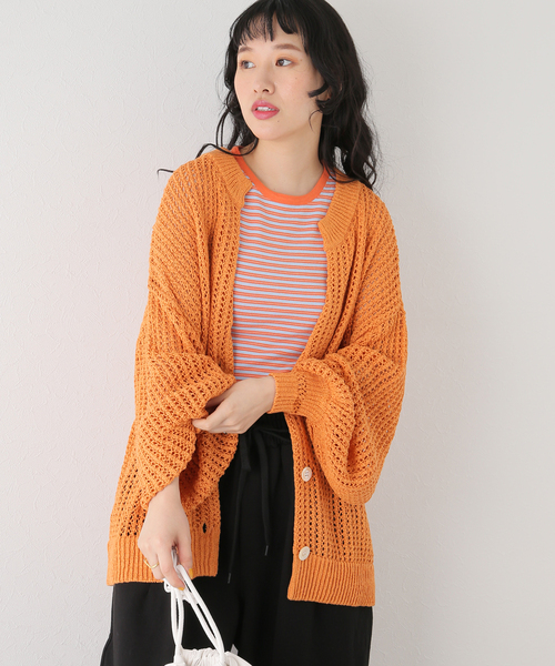 JOINT WORKS（ジョイントワークス）の「【eenie / イーニー】TAPE YARN KNIT CARDIGAN SET（アンサンブル・レディース・オレンジ/アイボリー/グリーン・FREE）」の3枚目の写真