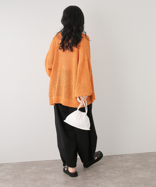 JOINT WORKS（ジョイントワークス）の「【eenie / イーニー】TAPE YARN KNIT CARDIGAN SET（アンサンブル・レディース・オレンジ/アイボリー/グリーン・FREE）」の4枚目の写真