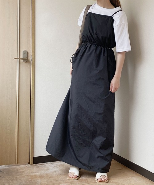 Reurie'(レウリィ)の「【ZOZO限定】ナイロンミリタリーワンピース / 夏服 ミリタリー 大人カジュアル レイヤード ノースリーブ キャミワンピ(ワンピース・レディース・ホワイト/ブラック・FREE)」の9枚目の写真