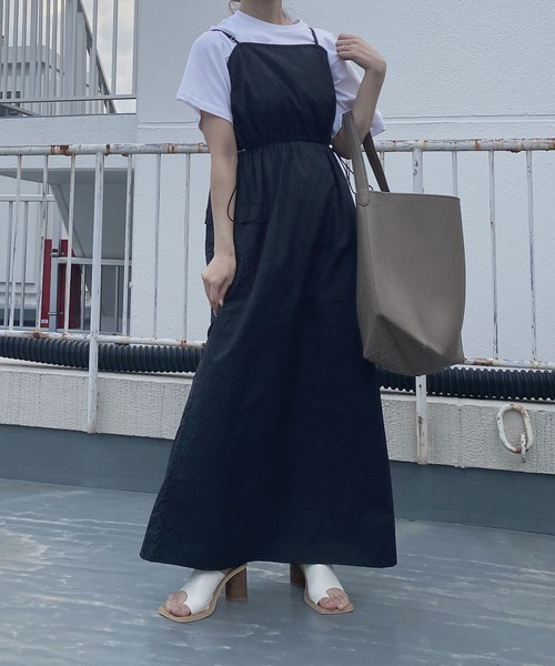Reurie'(レウリィ)の「【ZOZO限定】ナイロンミリタリーワンピース / 夏服 ミリタリー 大人カジュアル レイヤード ノースリーブ キャミワンピ(ワンピース・レディース・ホワイト/ブラック・FREE)」の8枚目の写真