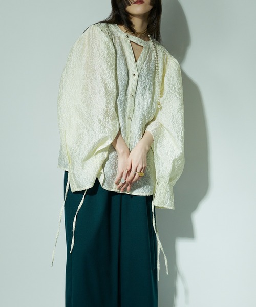 Ezick(エジック)の「Blooming jacquard 2way フェアリーブラウス(シャツ/ブラウス・レディース・グリーン/ラベンダー/ホワイト・FREE)」の20枚目の写真