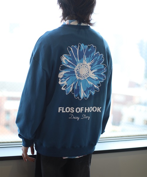 HOOK(フック)の「HOOK -original- ポップマーガレットバックプリントスウェット(スウェット・メンズ・ブラック/グリーン/ネイビー/ホワイト/グレー/ワインレッド/ブラウン/パープル・L/M/XL)」の6枚目の写真