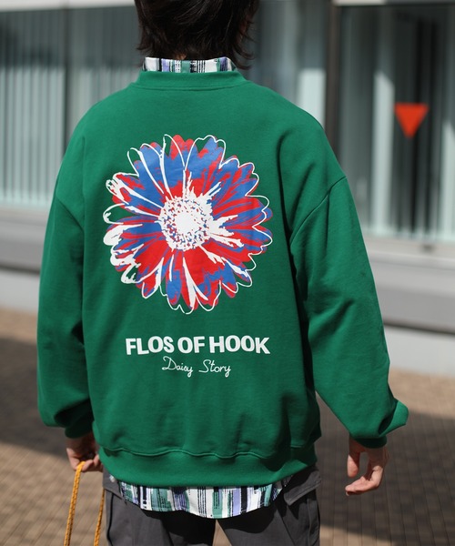 HOOK(フック)の「HOOK -original- ポップマーガレットバックプリントスウェット(スウェット・メンズ・ブラック/グリーン/ネイビー/ホワイト/グレー/ワインレッド/ブラウン/パープル・L/M/XL)」の5枚目の写真