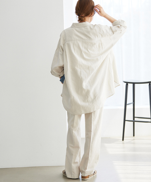 JOURNAL STANDARD relume（ジャーナルスタンダード　レリューム）の「リネンコットンワークシャツ（シャツ/ブラウス・レディース・ライトグリーン/アイボリー・FREE）」の20枚目の写真