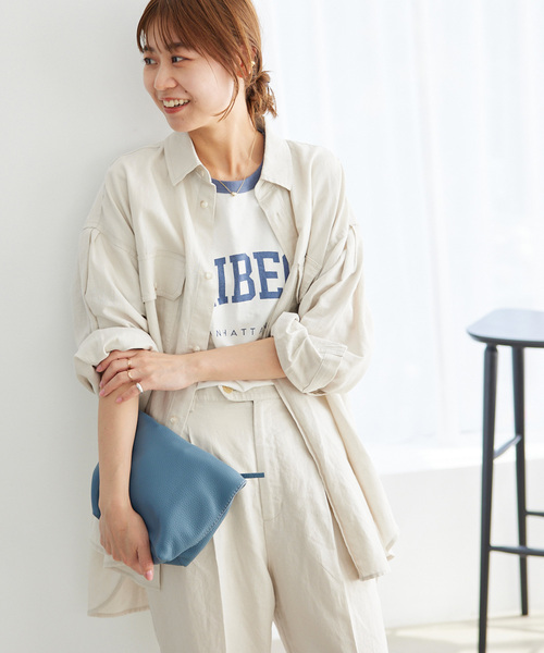 JOURNAL STANDARD relume（ジャーナルスタンダード　レリューム）の「リネンコットンワークシャツ（シャツ/ブラウス・レディース・ライトグリーン/アイボリー・FREE）」の10枚目の写真