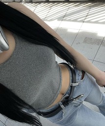 Short Tight fit Tanktop / ショート丈 タイトフィット タンクトップ Y2K 韓国 ピチT