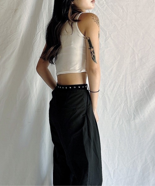 Chick（チック）の「Short Tight fit Tanktop / ショート丈 タイトフィット タンクトップ Y2K 韓国 ピチT（タンクトップ・レディース・ホワイト/ブラック/グレー・M/L）」の14枚目の写真