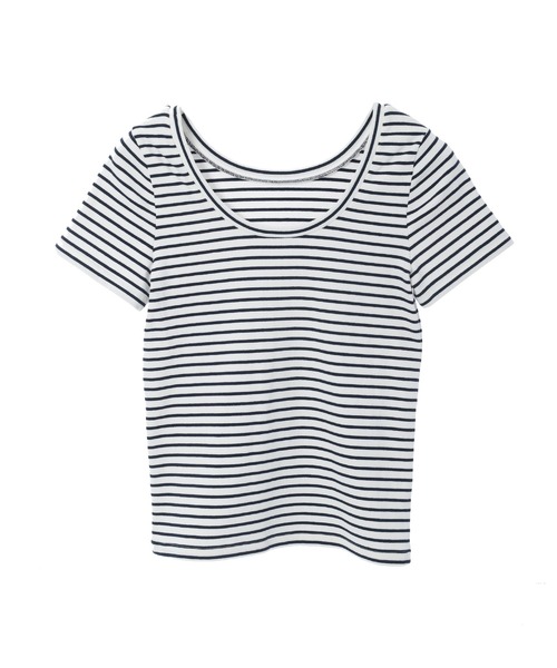 Edit Sheen（エディットシーン）の「バックオープンボーダーリブカットソー（Tシャツ/カットソー・レディース・ブルー系その他3/ホワイト×ネイビー・M）」の10枚目の写真