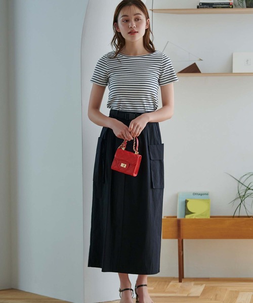 Edit Sheen（エディットシーン）の「バックオープンボーダーリブカットソー（Tシャツ/カットソー・レディース・ブルー系その他3/ホワイト×ネイビー・M）」の19枚目の写真