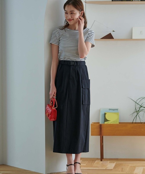 Edit Sheen（エディットシーン）の「バックオープンボーダーリブカットソー（Tシャツ/カットソー・レディース・ブルー系その他3/ホワイト×ネイビー・M）」の18枚目の写真