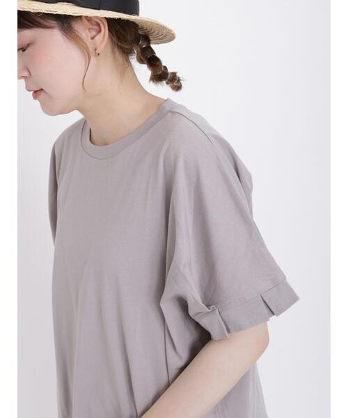 Samansa Mos2（サマンサ モスモス）の「袖タックカットソー（Tシャツ/カットソー・レディース・オフホワイト/ブラック/グレー・F）」の3枚目の写真