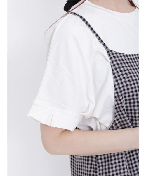 Samansa Mos2（サマンサ モスモス）の「袖タックカットソー（Tシャツ/カットソー・レディース・オフホワイト/ブラック/グレー・F）」の2枚目の写真