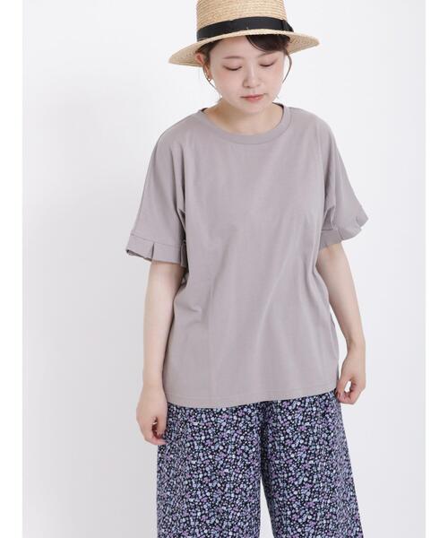 Samansa Mos2（サマンサ モスモス）の「袖タックカットソー（Tシャツ/カットソー・レディース・オフホワイト/ブラック/グレー・F）」の6枚目の写真