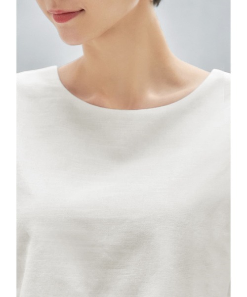 STYLE DELI（スタイルデリ）の「クロップド丈ノースリコットン混紡ブラウス（シャツ/ブラウス・レディース・ホワイト/ブラウン系・MEDIUM）」の18枚目の写真