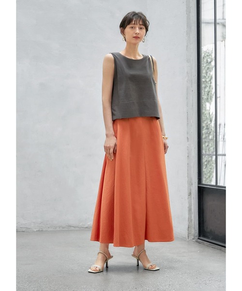 STYLE DELI（スタイルデリ）の「クロップド丈ノースリコットン混紡ブラウス（シャツ/ブラウス・レディース・ホワイト/ブラウン系・MEDIUM）」の14枚目の写真