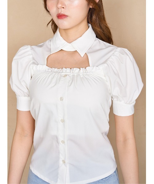 新品タグ付 ダーリッチ ホワイト オープンリボンTシャツ フリーサイズ フリー 新品タグ付 ダーリッチ オープンリボンTシャツ ホワイト フリー F