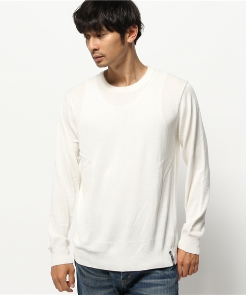 OUTLET（アウトレット）の「【CIAOPANIC TYPY】クールファイバークルーニット（ニット/セーター・メンズ・ブルー/ネイビー/ピンク/ホワイト/イエロー・LARGE/MEDIUM）」の2枚目の写真