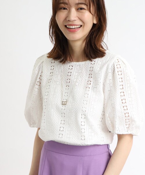 Reflect リフレクト　涼しげ刺繍レースブラウス Reflect ブラウス シャツ 「SALE／手洗い可能」涼しげ刺繍レース