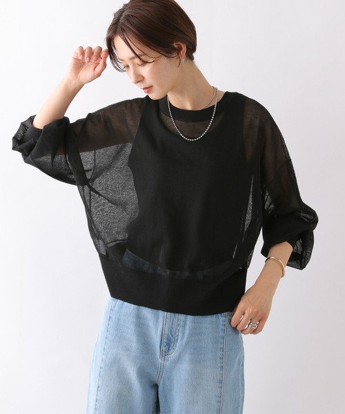 LEPSIM（レプシィム）の「14ゲージシアー2WAYカーディガン　906621（カーディガン/ボレロ・レディース・オフホワイト/オレンジ/ブラック・FREE）」の12枚目の写真