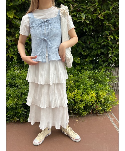 PHILLY（フィリー）の「コットンレース2WAYビスチェ（ベスト・レディース・ホワイト/ブルー・FREE）」の7枚目の写真