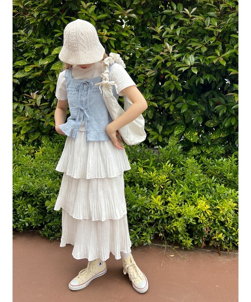 PHILLY（フィリー）の「コットンレース2WAYビスチェ（ベスト・レディース・ホワイト/ブルー・FREE）」の4枚目の写真