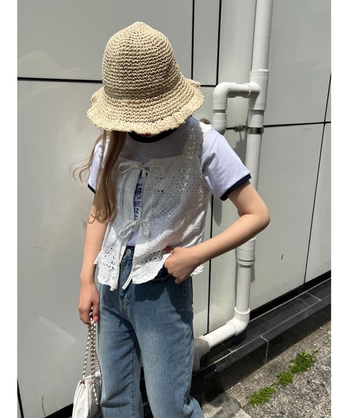 PHILLY（フィリー）の「コットンレース2WAYビスチェ（ベスト・レディース・ホワイト/ブルー・FREE）」の11枚目の写真