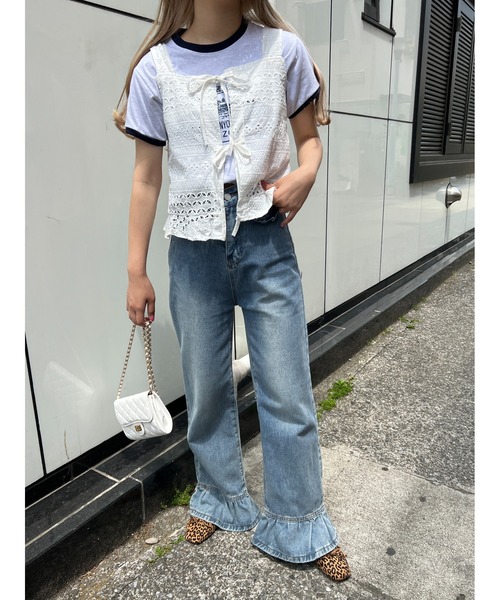 PHILLY（フィリー）の「コットンレース2WAYビスチェ（ベスト・レディース・ホワイト/ブルー・FREE）」の9枚目の写真