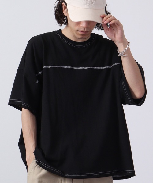 FUNALIVE（ファンアライブ）の「プリントBIGTシャツ 半袖（Tシャツ/カットソー・メンズ・チャコールグレー/ライトパープル/ブラック系/ホワイト×グリーン/ホワイト×グレー/ホワイト/ホワイト×パープル/グリーン/ホワイト×ブラック/ブラック系2/ベージュ系2/ミント/ホワイト×ライトグレー/ベージュ系/オレンジ/ブラウン系/ベージュ系1/ラベンダー/ホワイト系1/ホワイト×エメラルドグリーン/ホワイト系/ブラック系3/ライトグリーン/ブルー/チャコール/ブラック/杢グレー/ブラック系1/ベージュ/ネイビー/グリーン系/ダークグレー/ホワイト×ネイビー/モカ/ライトブラウン/ホワイト系2・XL/M/L）」の17枚目の写真