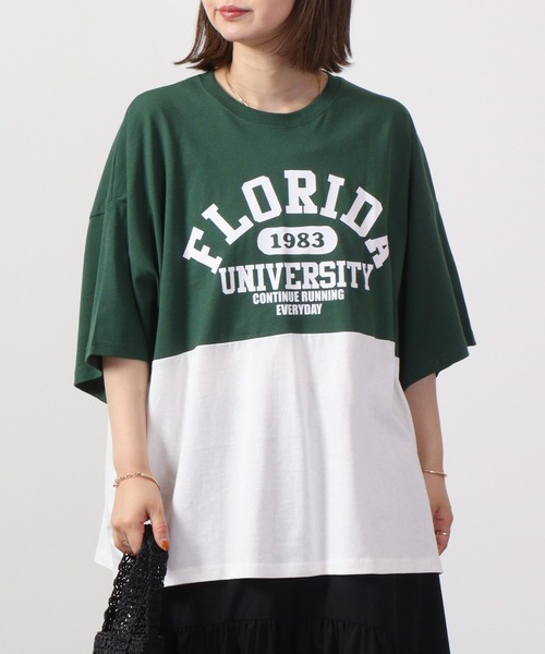 FUNALIVE（ファンアライブ）の「プリントBIGTシャツ 半袖（Tシャツ/カットソー・メンズ・チャコールグレー/ライトパープル/ブラック系/ホワイト×グリーン/ホワイト×グレー/ホワイト/ホワイト×パープル/グリーン/ホワイト×ブラック/ブラック系2/ベージュ系2/ミント/ホワイト×ライトグレー/ベージュ系/オレンジ/ブラウン系/ベージュ系1/ラベンダー/ホワイト系1/ホワイト×エメラルドグリーン/ホワイト系/ブラック系3/ライトグリーン/ブルー/チャコール/ブラック/杢グレー/ブラック系1/ベージュ/ネイビー/グリーン系/ダークグレー/ホワイト×ネイビー/モカ/ライトブラウン/ホワイト系2・XL/M/L）」の3枚目の写真