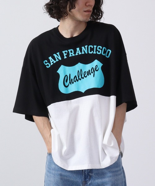 FUNALIVE（ファンアライブ）の「プリントBIGTシャツ 半袖（Tシャツ/カットソー・メンズ・チャコールグレー/ライトパープル/ブラック系/ホワイト×グリーン/ホワイト×グレー/ホワイト/ホワイト×パープル/グリーン/ホワイト×ブラック/ブラック系2/ベージュ系2/ミント/ホワイト×ライトグレー/ベージュ系/オレンジ/ブラウン系/ベージュ系1/ラベンダー/ホワイト系1/ホワイト×エメラルドグリーン/ホワイト系/ブラック系3/ライトグリーン/ブルー/チャコール/ブラック/杢グレー/ブラック系1/ベージュ/ネイビー/グリーン系/ダークグレー/ホワイト×ネイビー/モカ/ライトブラウン/ホワイト系2・XL/M/L）」の4枚目の写真