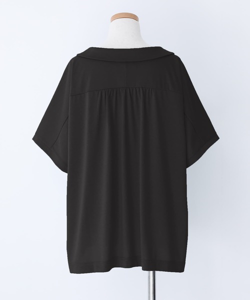 n'OrLABEL（ノアールレーベル）の「【機能素材】『ひんやり襟付きドルマンTシャツ』（Tシャツ/カットソー・レディース・オフホワイト/ブラック・FREE）」の7枚目の写真