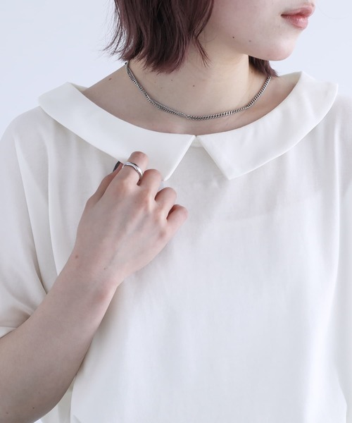 n'OrLABEL（ノアールレーベル）の「【機能素材】『ひんやり襟付きドルマンTシャツ』（Tシャツ/カットソー・レディース・オフホワイト/ブラック・FREE）」の14枚目の写真