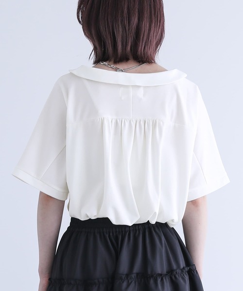 n'OrLABEL（ノアールレーベル）の「【機能素材】『ひんやり襟付きドルマンTシャツ』（Tシャツ/カットソー・レディース・オフホワイト/ブラック・FREE）」の13枚目の写真