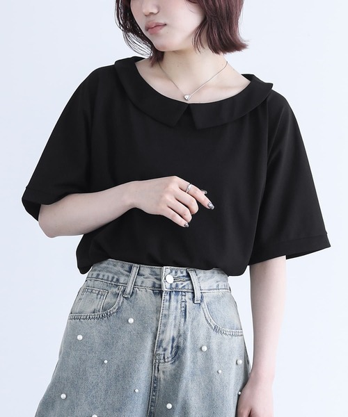 n'OrLABEL（ノアールレーベル）の「【機能素材】『ひんやり襟付きドルマンTシャツ』（Tシャツ/カットソー・レディース・オフホワイト/ブラック・FREE）」の16枚目の写真