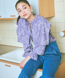 mysty woman | フラワープリントリボンブラウス　973087(シャツ/ブラウス)