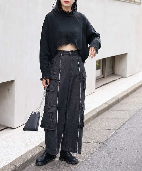 COLONY 2139（コロニートゥーワンスリーナイン）の「クラッシュニットショートプルオーバー（ニット/セーター・レディース・グレー/ブルー/ブラック・FREE）」の12枚目の写真