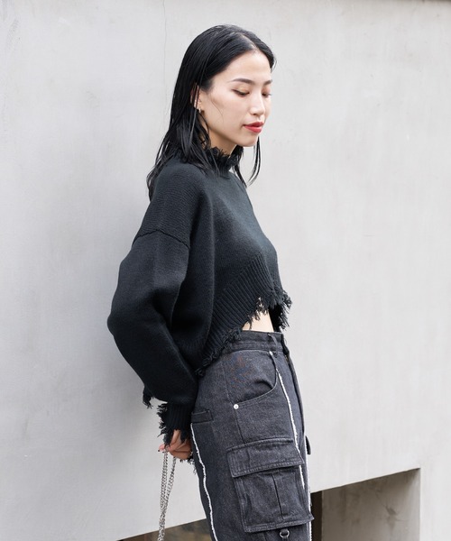 COLONY 2139（コロニートゥーワンスリーナイン）の「クラッシュニットショートプルオーバー（ニット/セーター・レディース・グレー/ブルー/ブラック・FREE）」の7枚目の写真