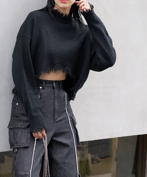 COLONY 2139（コロニートゥーワンスリーナイン）の「クラッシュニットショートプルオーバー（ニット/セーター・レディース・グレー/ブルー/ブラック・FREE）」の6枚目の写真