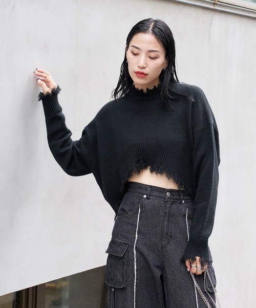 COLONY 2139（コロニートゥーワンスリーナイン）の「クラッシュニットショートプルオーバー（ニット/セーター・レディース・グレー/ブルー/ブラック・FREE）」の8枚目の写真