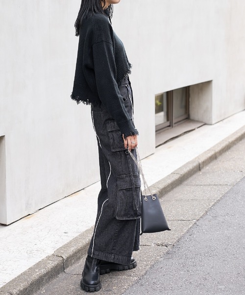 COLONY 2139（コロニートゥーワンスリーナイン）の「クラッシュニットショートプルオーバー（ニット/セーター・レディース・グレー/ブルー/ブラック・FREE）」の11枚目の写真