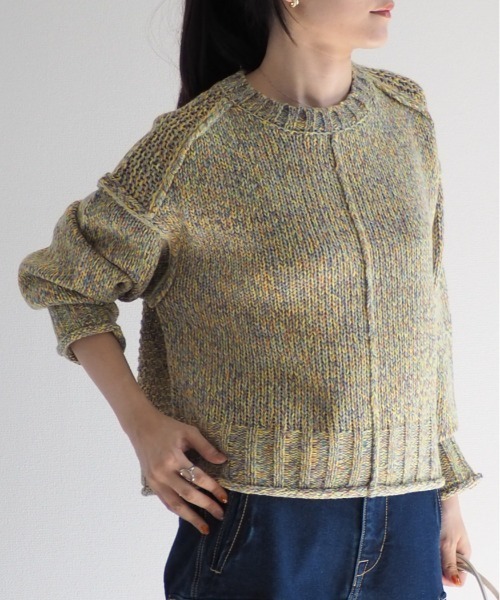 cepo（セポ）の「ミックスカラーリンキングニット（ニット/セーター・レディース・オレンジ/ベージュ/ピンク/イエロー・M）」の2枚目の写真