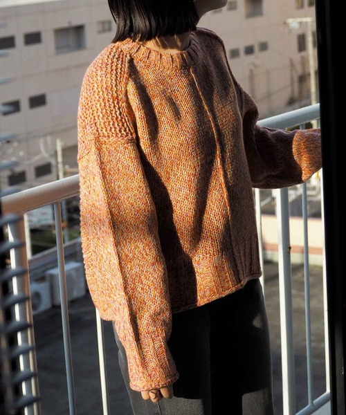 cepo（セポ）の「ミックスカラーリンキングニット（ニット/セーター・レディース・オレンジ/ベージュ/ピンク/イエロー・M）」の15枚目の写真