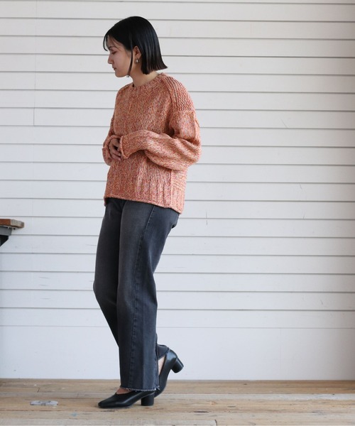 cepo（セポ）の「ミックスカラーリンキングニット（ニット/セーター・レディース・オレンジ/ベージュ/ピンク/イエロー・M）」の21枚目の写真