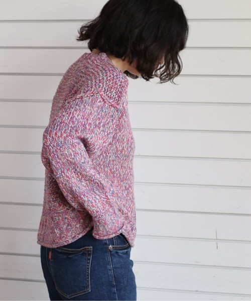 cepo（セポ）の「ミックスカラーリンキングニット（ニット/セーター・レディース・オレンジ/ベージュ/ピンク/イエロー・M）」の8枚目の写真