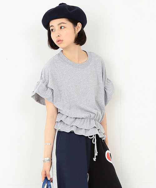 BEAMS BOY（ビームスボーイ）の「les Briqu'a braque /  Wドレープ Tシャツ（Tシャツ/カットソー・レディース・ホワイト/グレー・ONE SIZE）」の2枚目の写真